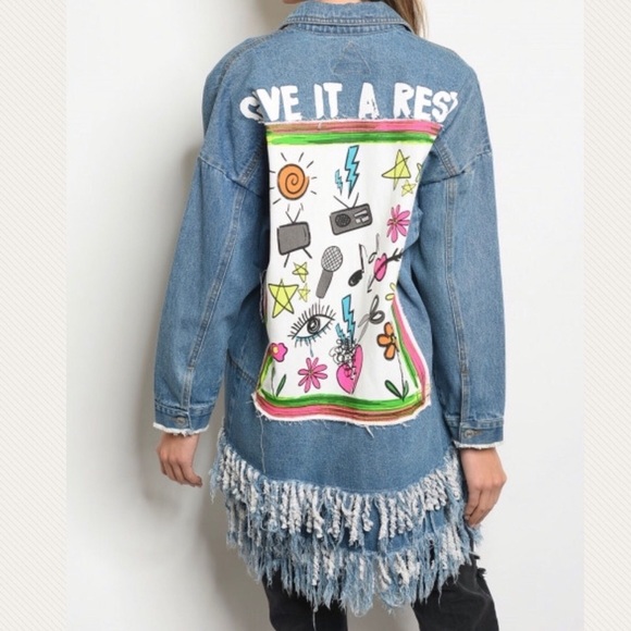 Gypsi’s Closet Jackets & Blazers - Gypsi’s Closet frayed fringed denim jean jacket